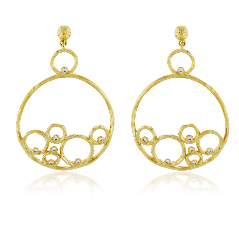 Brinco Circular Artístico com Zircônias Folheado a Ouro 18K - Imagem 2