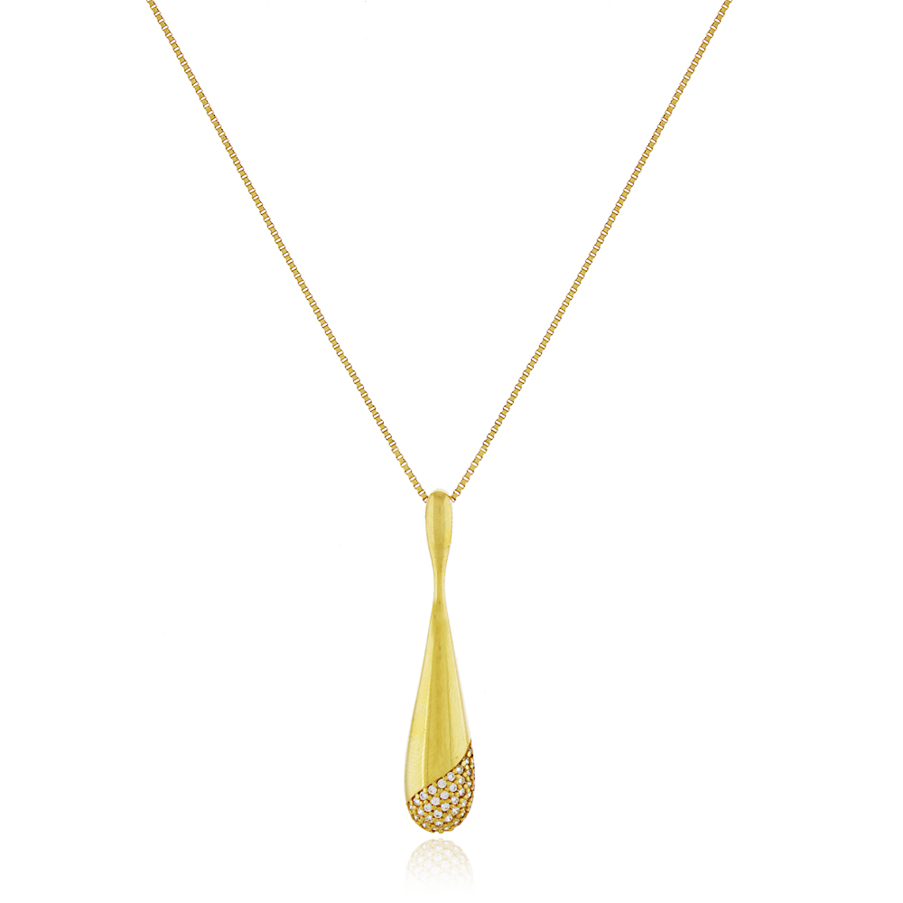 Colar Gota Alongada Cravejada - Imagem 2