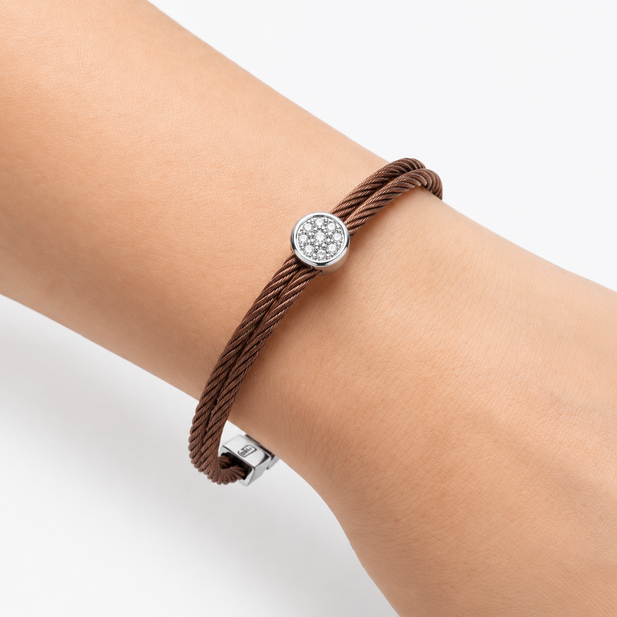 Pulseira Trançada Rosé com Medalha Cravejada