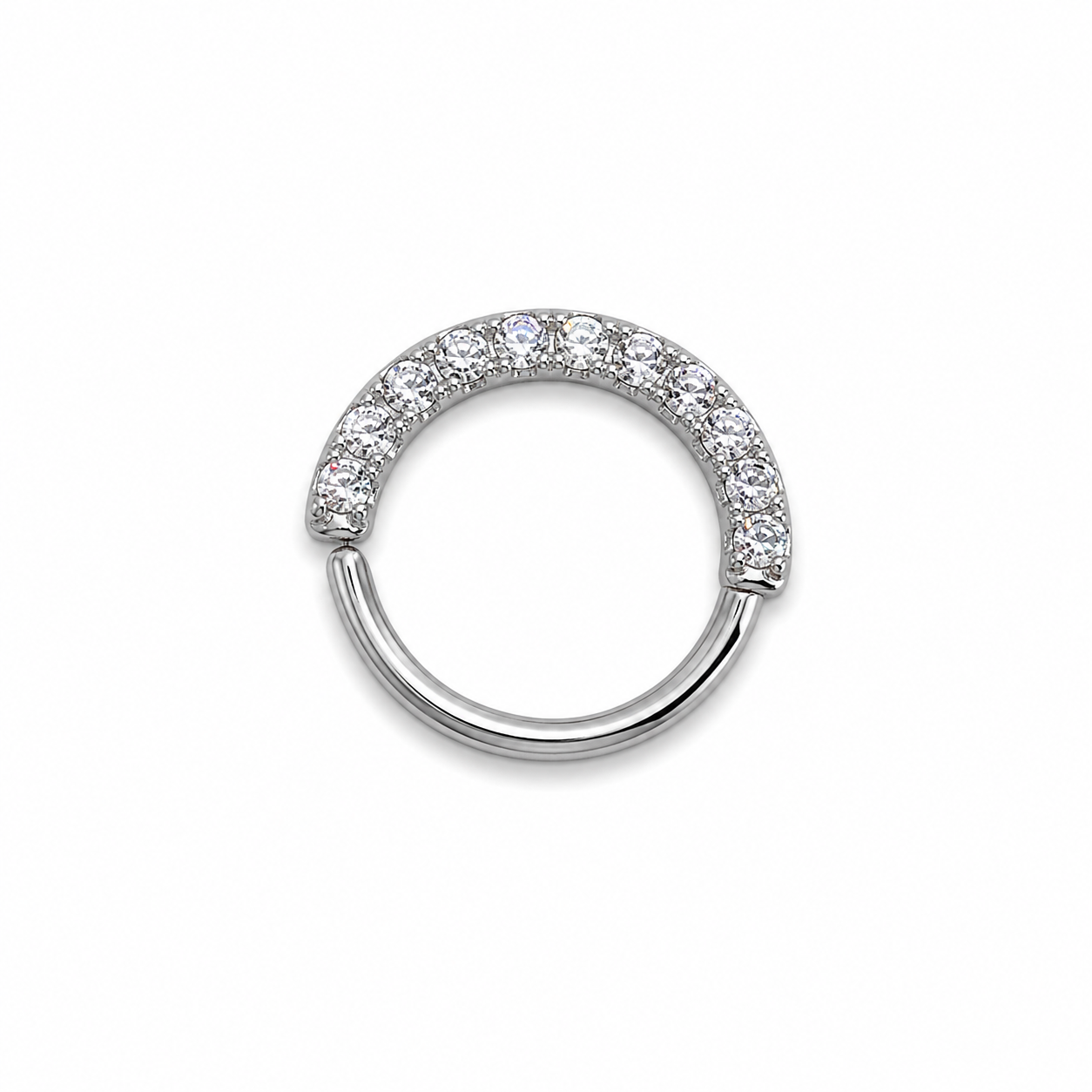 Piercing Argola Cravejada com Zircônias em Aço Inox