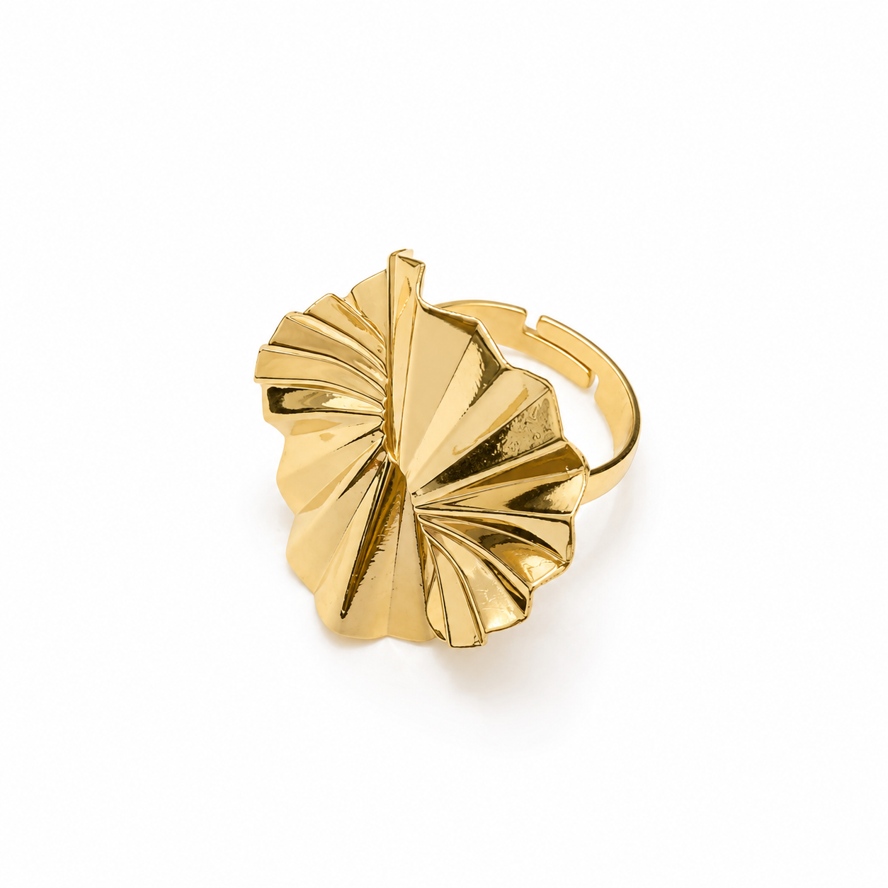 Anel Regulável com Design Escultural Dourado - Imagem 2