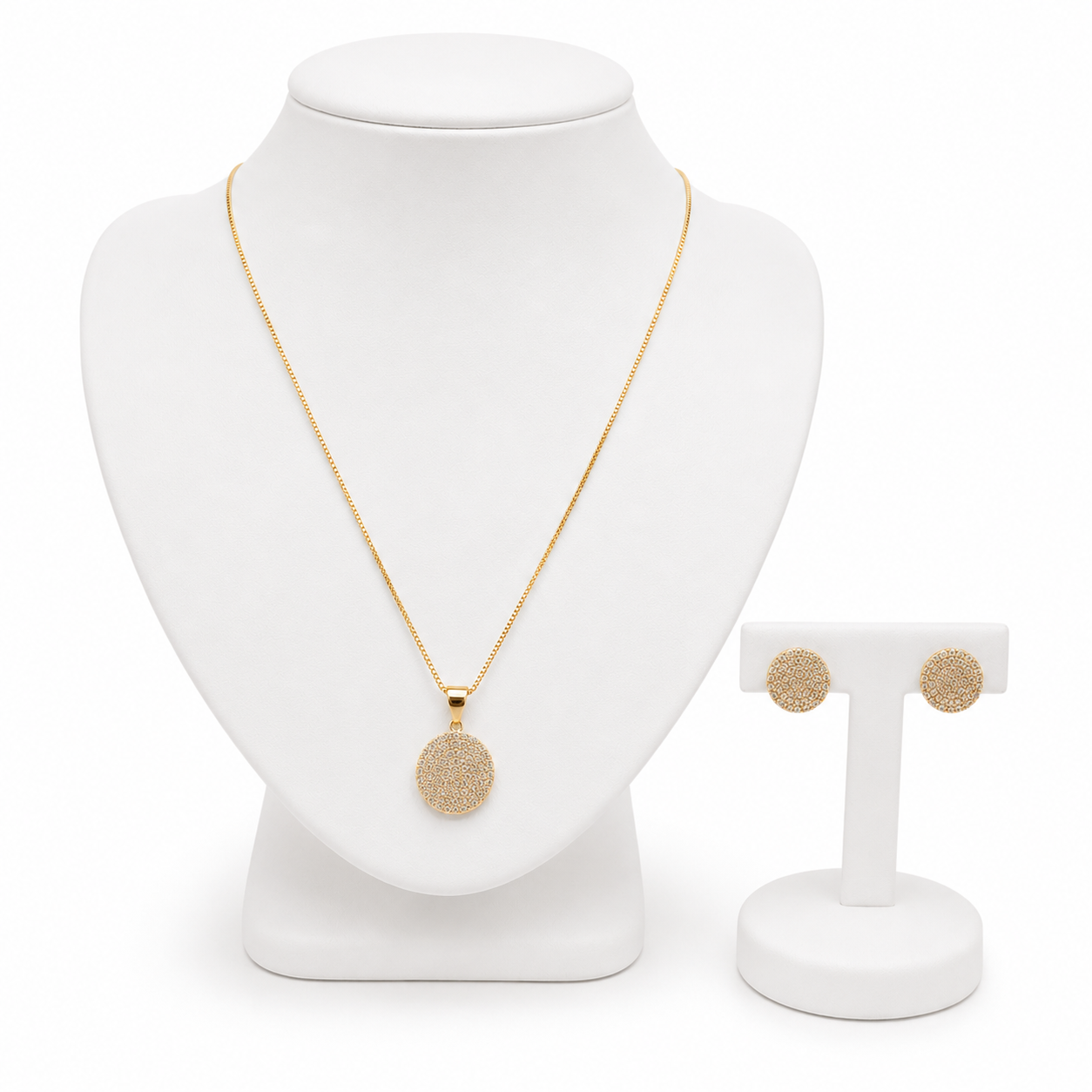 Conjunto Redondo Cravejado com Zircônias - Imagem 2