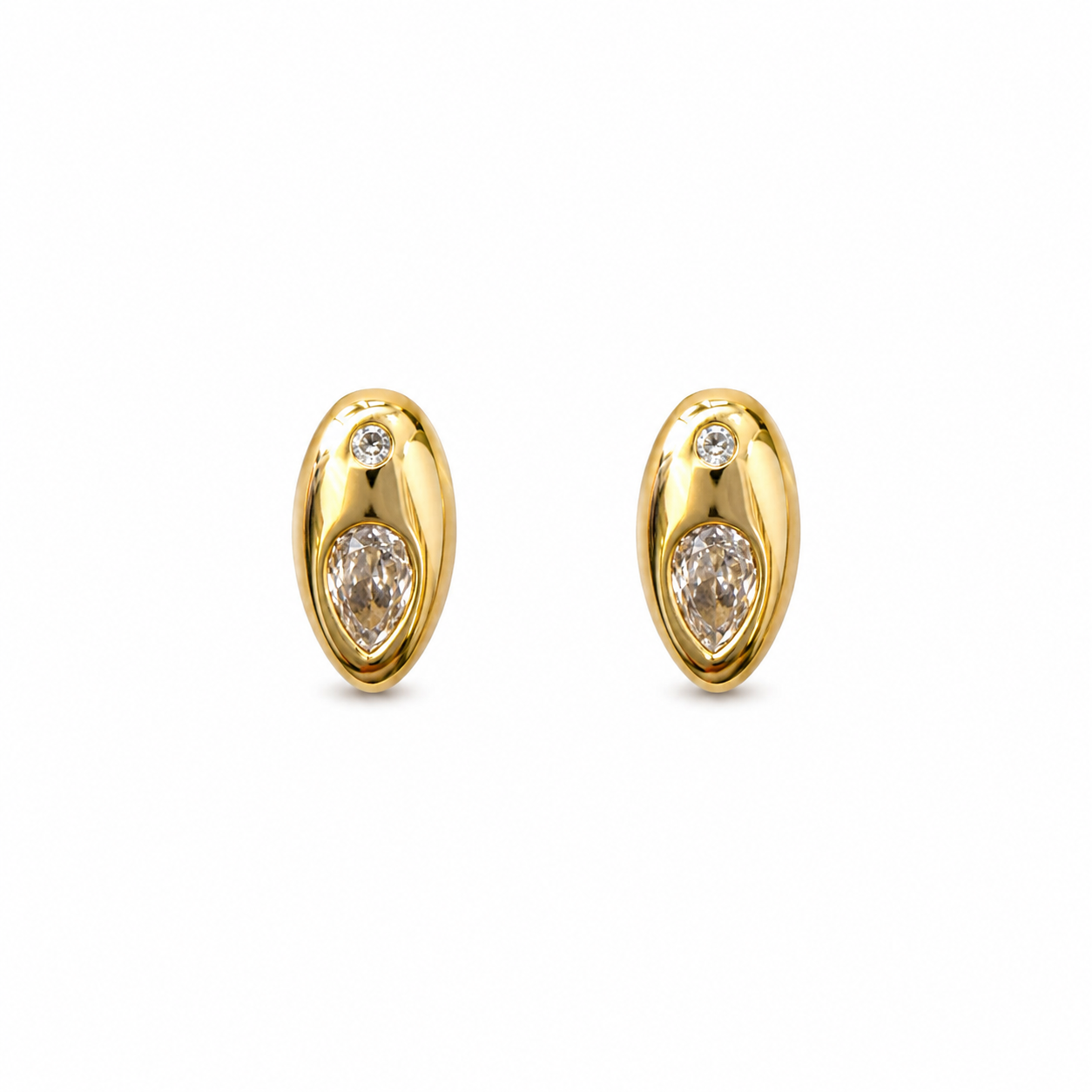 Brinco Oval com Zircônias e Pedra Gota - Imagem 2