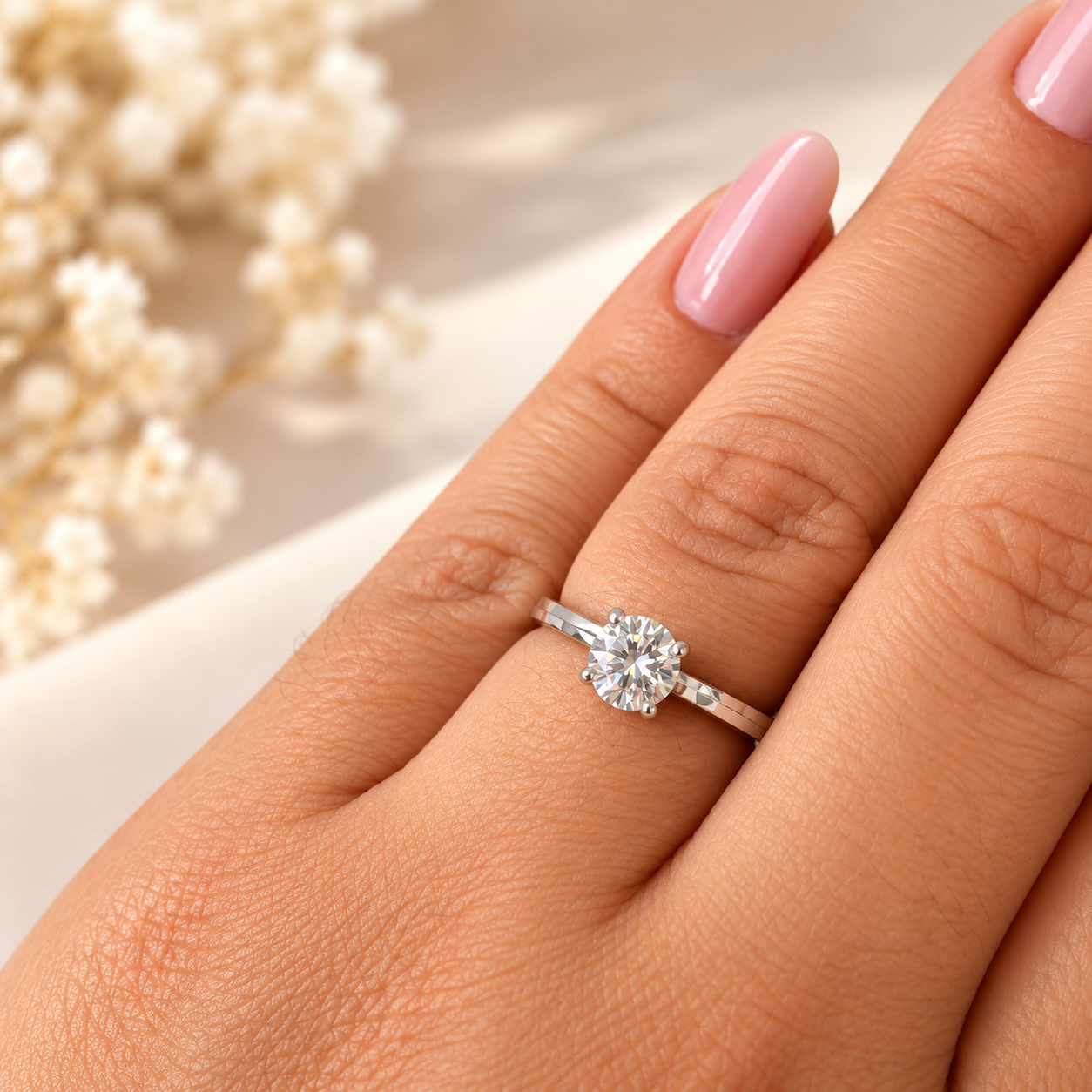 Anel Solitário Moissanite 6mm - Imagem 3