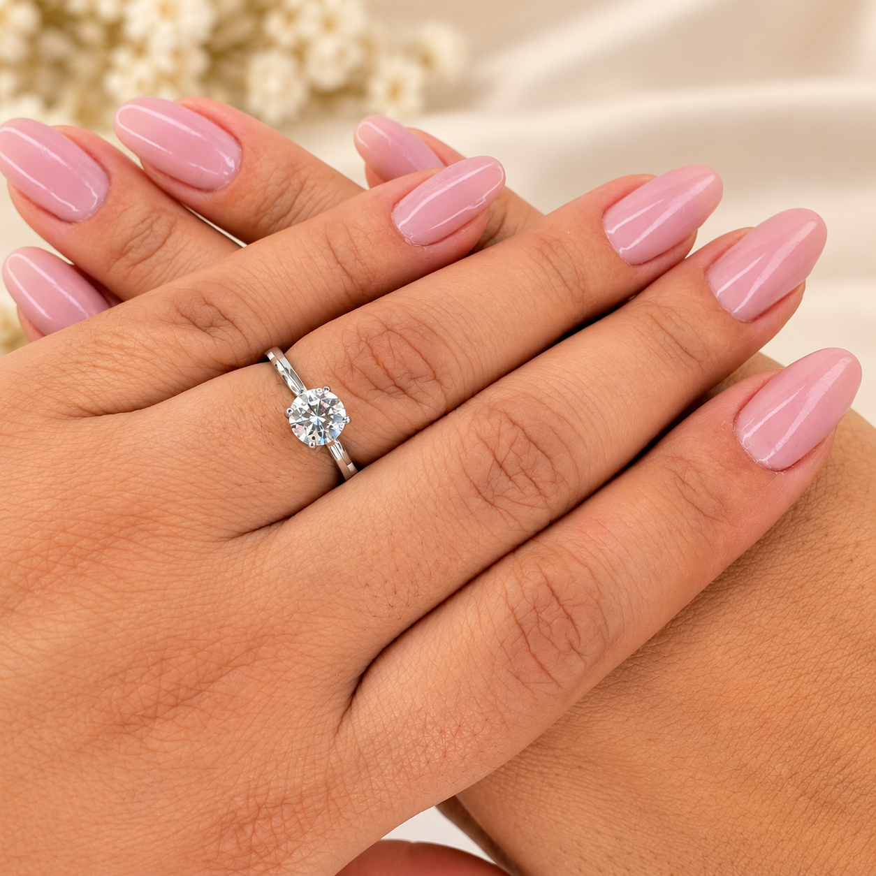 Anel Solitário Moissanite 6mm