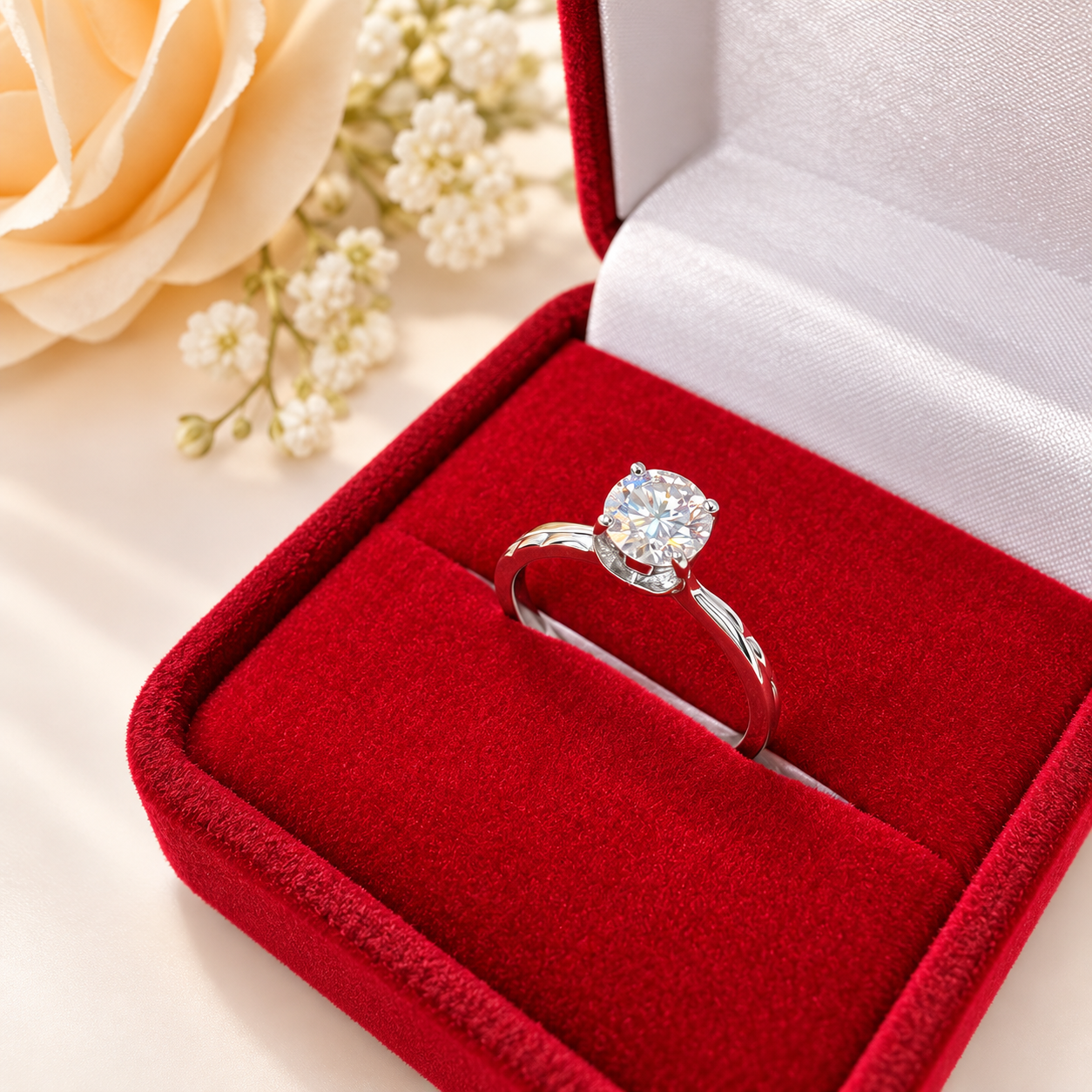 Anel Solitário Moissanite 6mm - Imagem 4