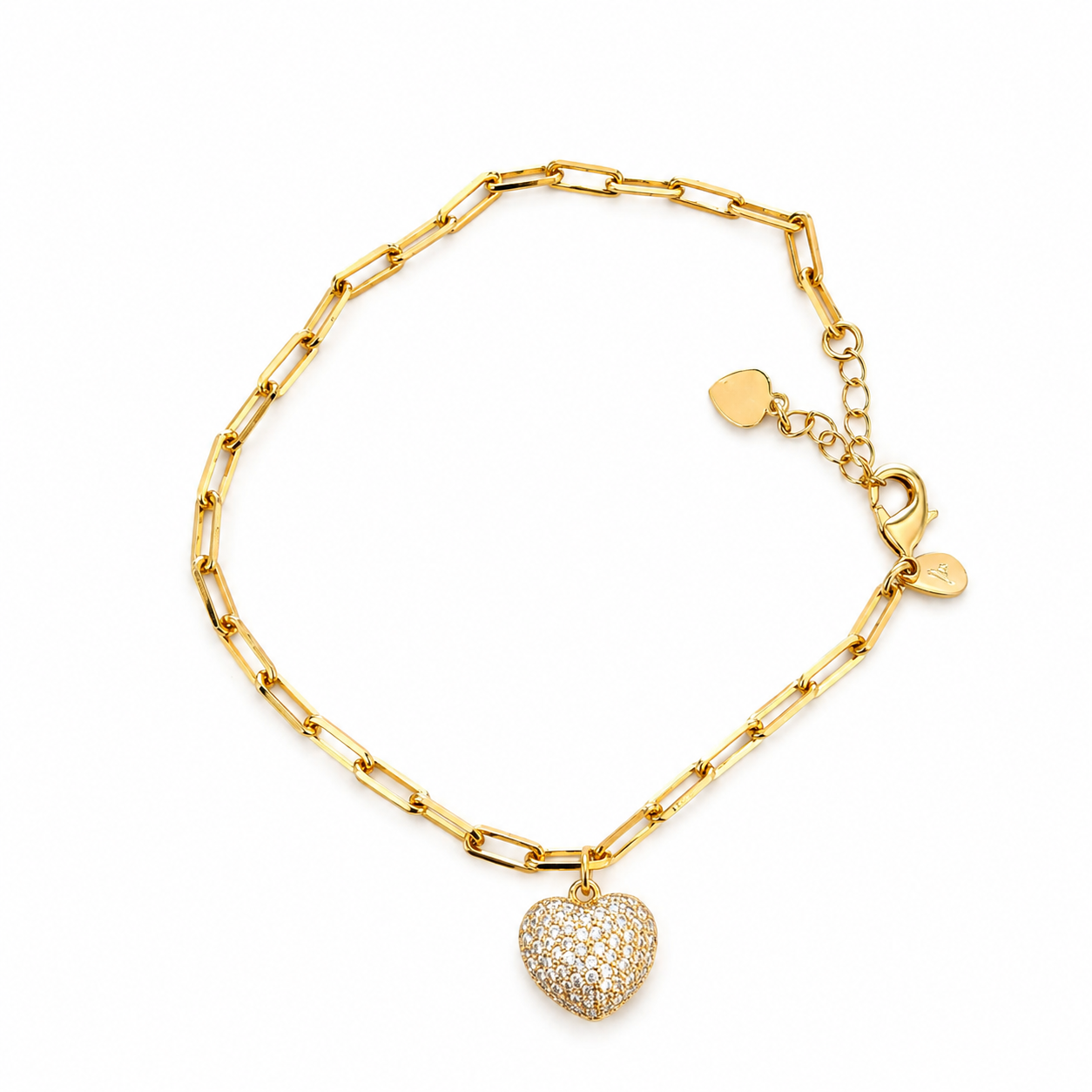 Pulseira Elo Cartier com Pingente de Coração Cravejado - Imagem 2