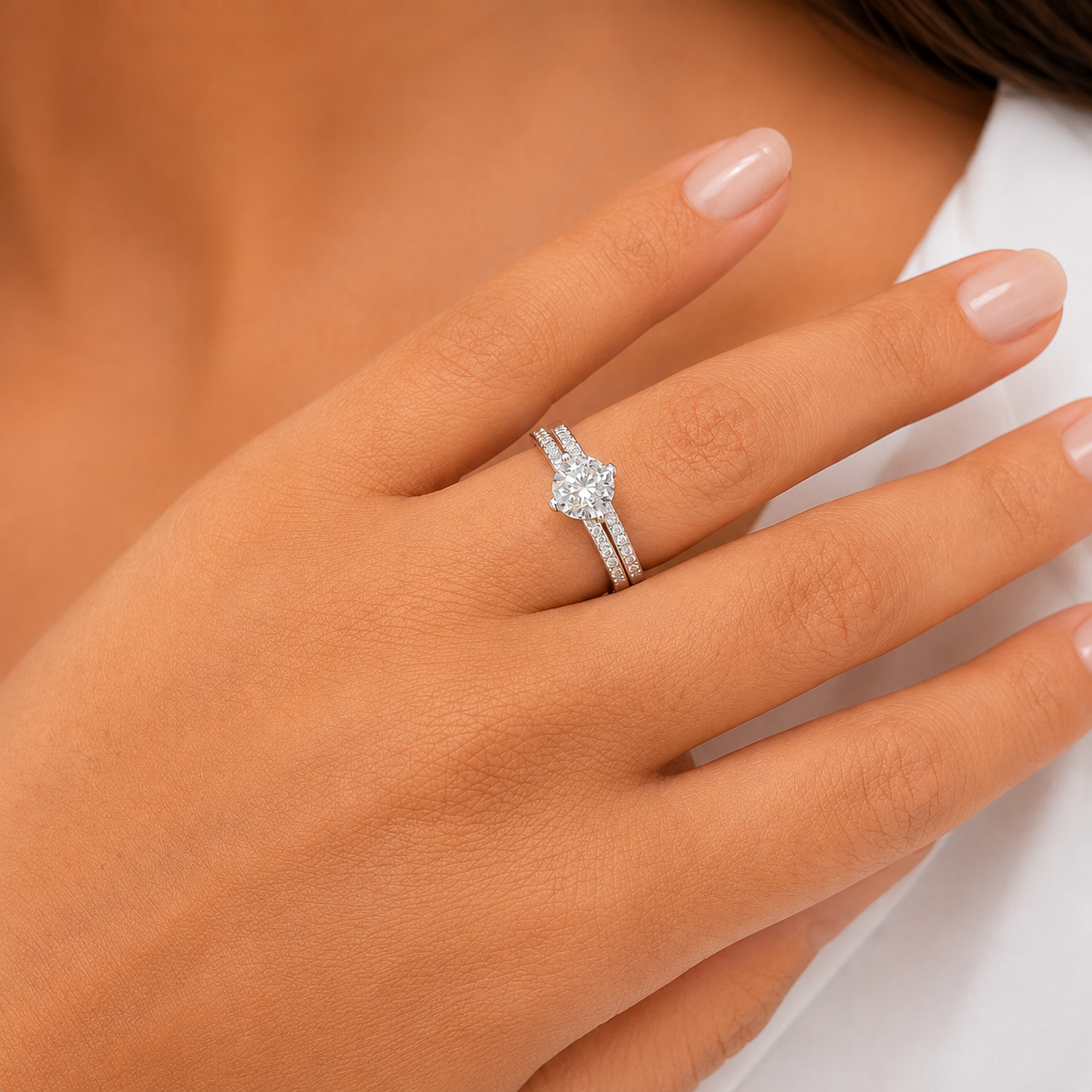 Conjunto de Anéis em Prata 925 com Zircônia Cristal