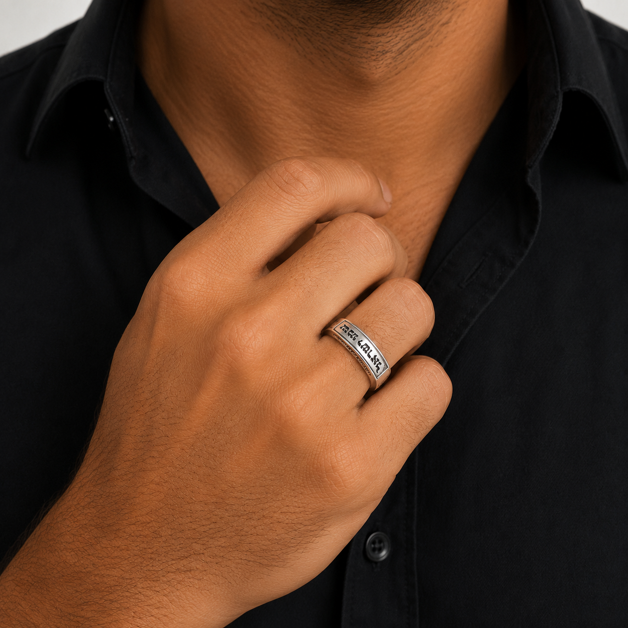 Anel Masculino Pai Nosso em Prata 925