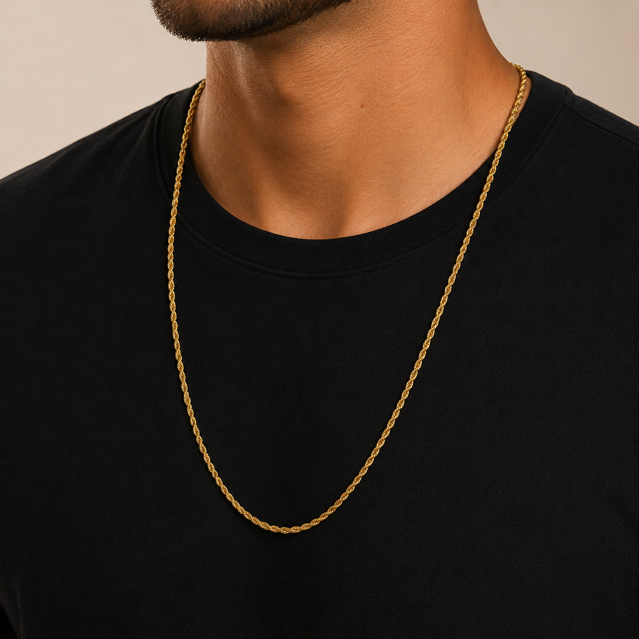 Cordão Dourado Malha Torcida 70cm