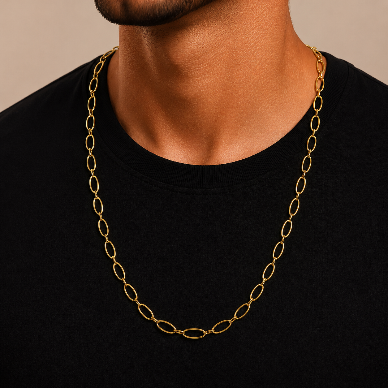 Cordão Dourado de Elos Ovais