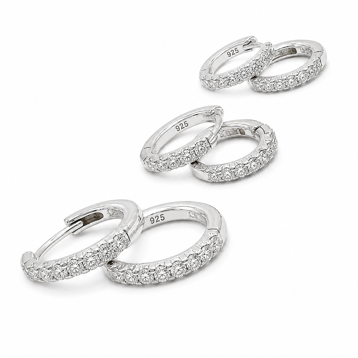 Trio de Argolas Cravejadas - Prata 925 - Imagem 2
