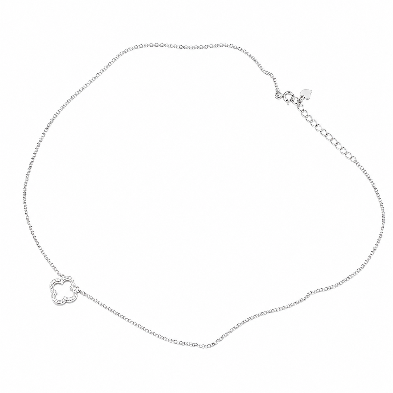Colar Trevo Cravejado Prata 925 - Imagem 2
