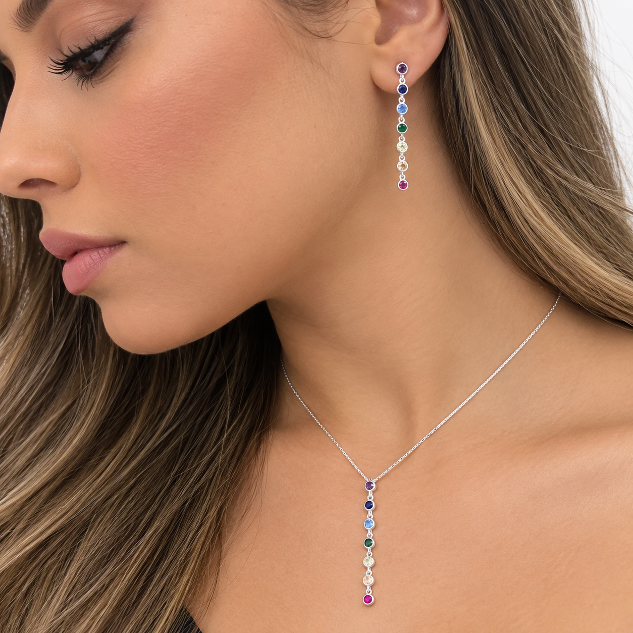 Conjunto Riviera Colorido em Prata 925