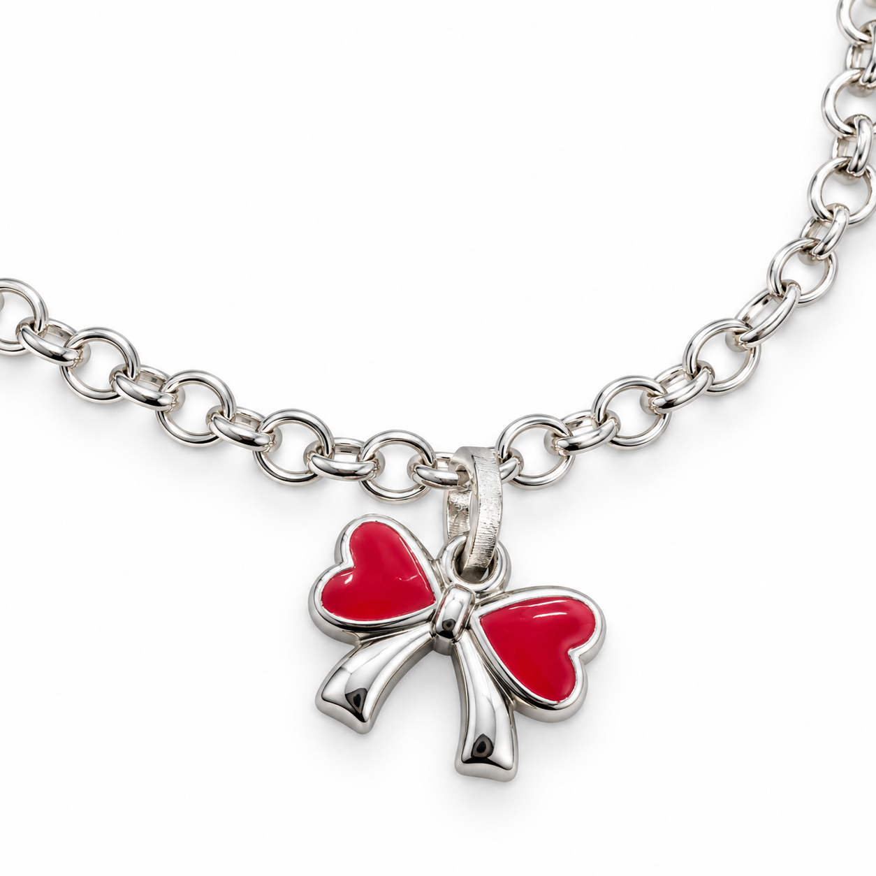 Pulseira Infantil em Prata 925 com Laço de Corações - Imagem 2