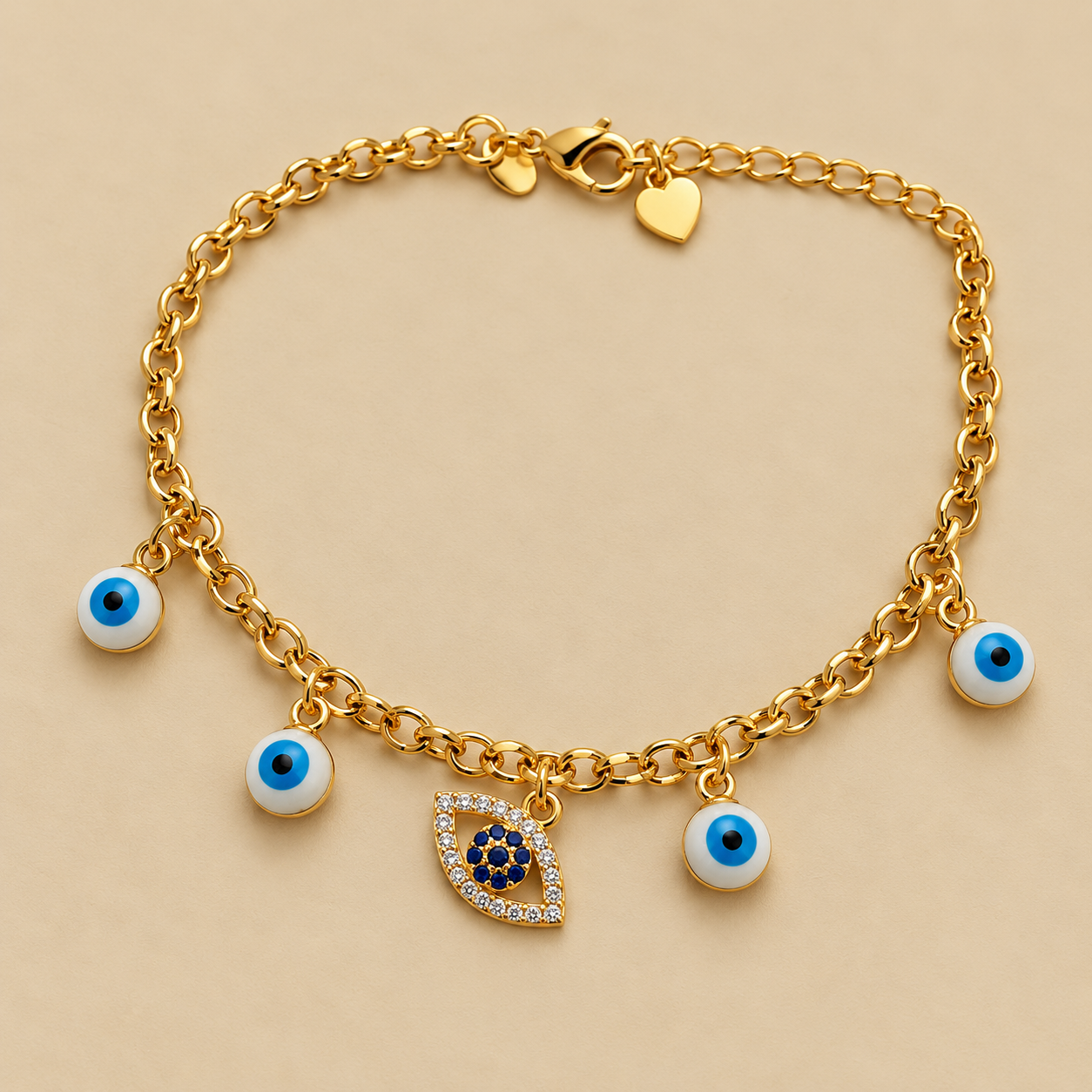 Pulseira Dourada com Olhos Gregos - Imagem 2